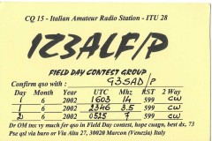 IZ3ALF/P - 01/06/2002-02/06/2002 - 20M/40M/80M - CW - 599/599/599