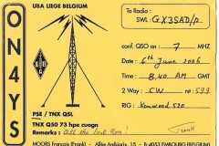ON4YS - 06/06/2006 - 40M - CW - 599